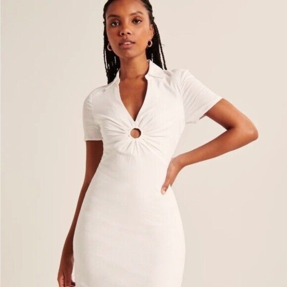 Abercrombie white mini tennis polo dress